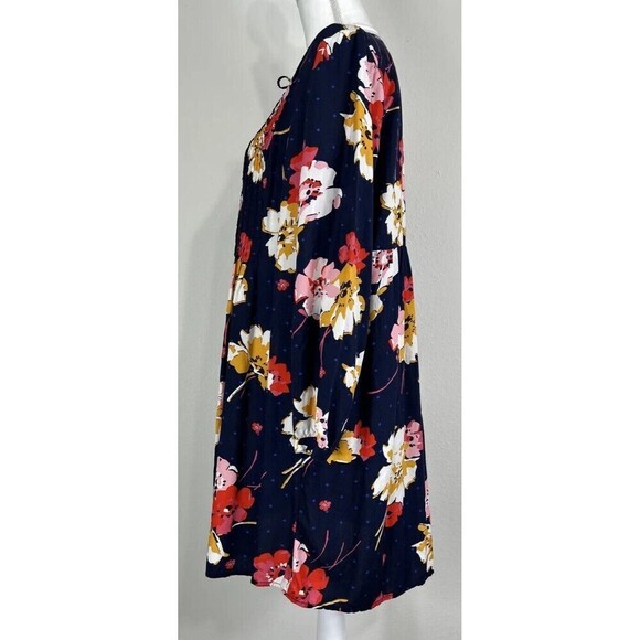 Old Navy Pullover Navy Multi Color Floral Print Swing Dress Size Medium (8/10) - Picture 5 of 13